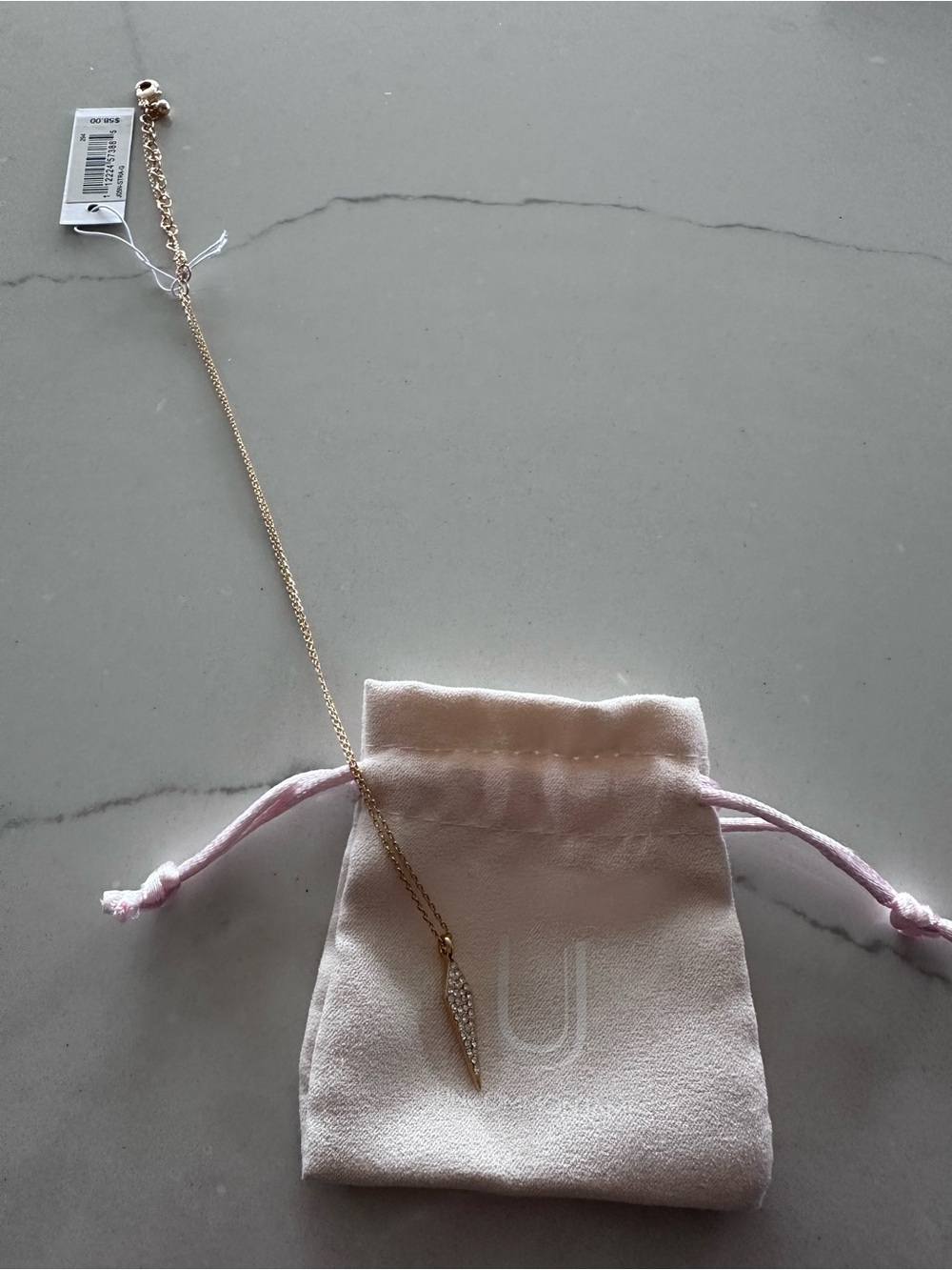 Uncommon James 14K Gold Plated Straight To The Point Dainty Pave Necklace NWTs - Picture 8 of 14